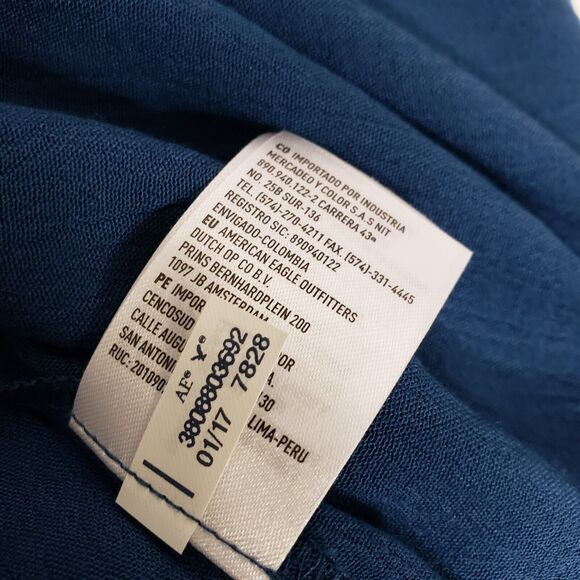 American Eagle Womens Top Medium Choker Long Bell Sleeve Peasant Boho Keyhole - Picture 10 of 10